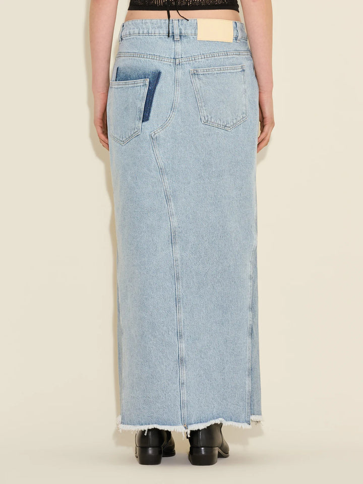 Louisa Long Denim Skirt Lt Blue Mix
