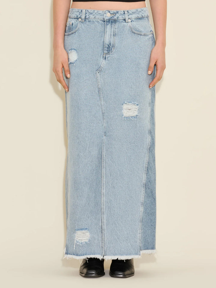 Louisa Long Denim Skirt Lt Blue Mix