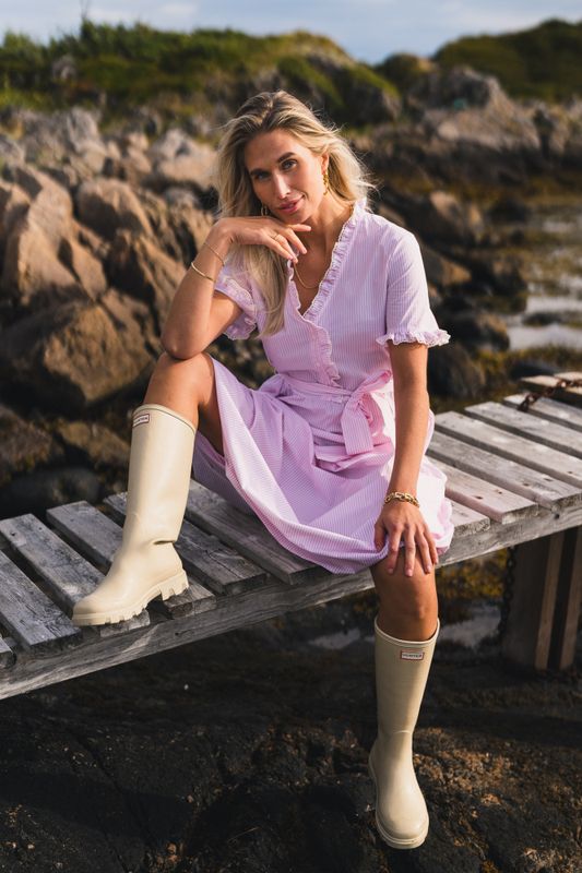 Ida Maja 2/4 Shirt Dress STP B White/S Lilac