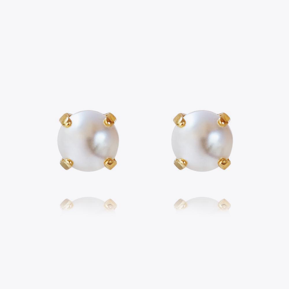 Classic Stud Earrings Gold Pearl