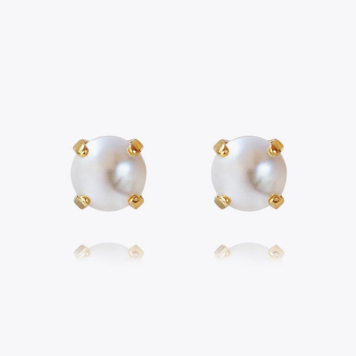 Classic Stud Earrings Gold Pearl