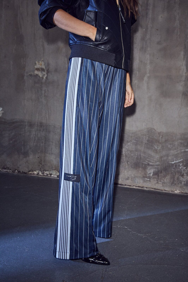 Baggy Pin Stripe Track Pants Navy
