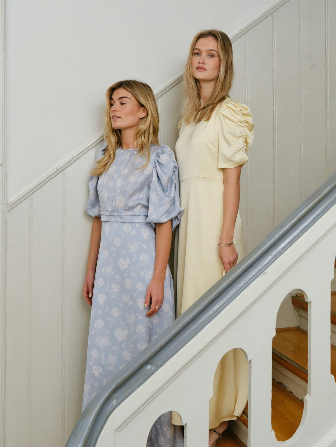 Kikka Faded Flower Dress Light Blue