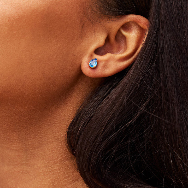 Amelia Stud Earrings Gold Recreated Iceblue