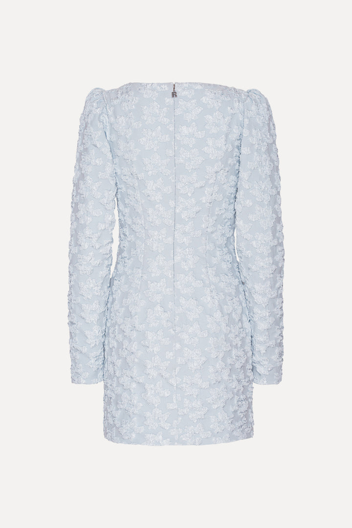 Jacquard Ls Mini Dress Illusion Blue