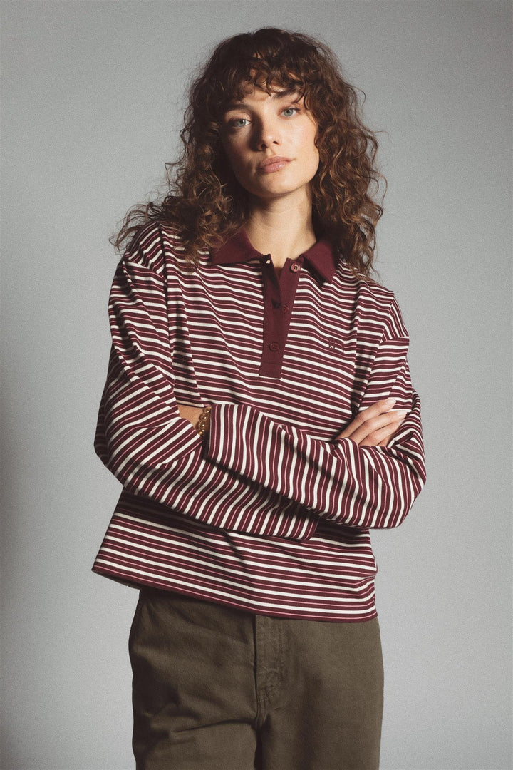Elmer Polo Shirt Deep Plum Stripe