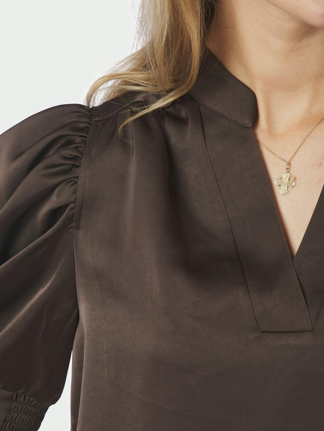 Roella Heavy Sateen Blouse Dark Brown