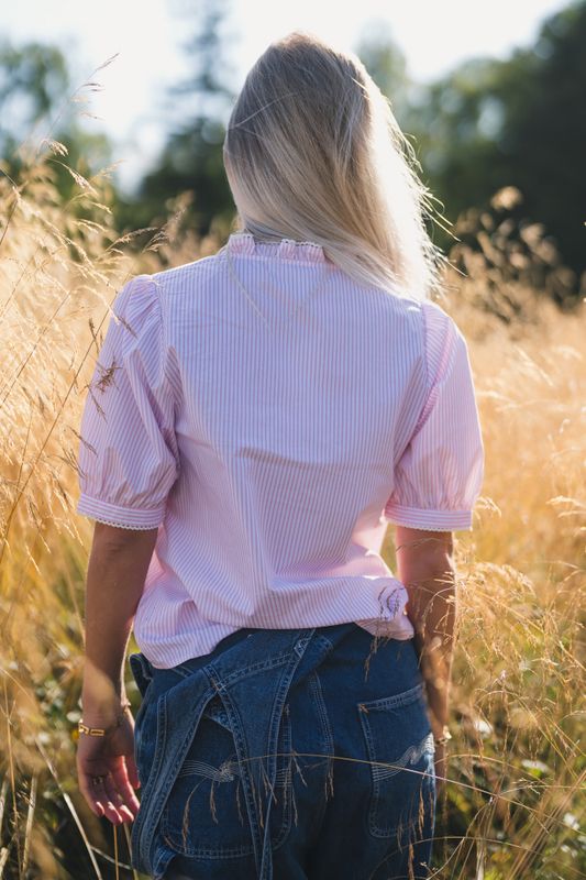 Maja 2/4 V Shirt STP B White/S Lilac