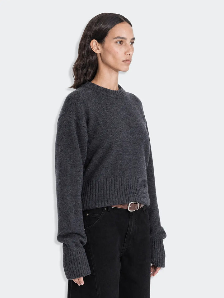 Julia Cropped Crewneck Dk. Grey