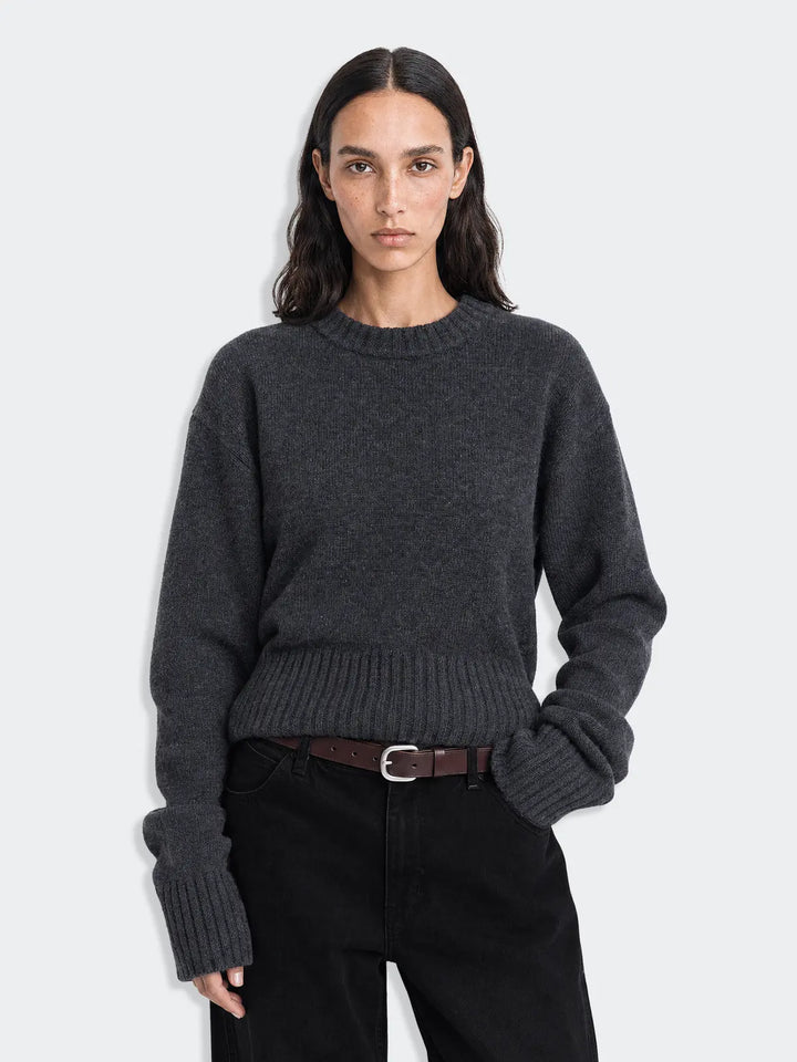 Julia Cropped Crewneck Dk. Grey