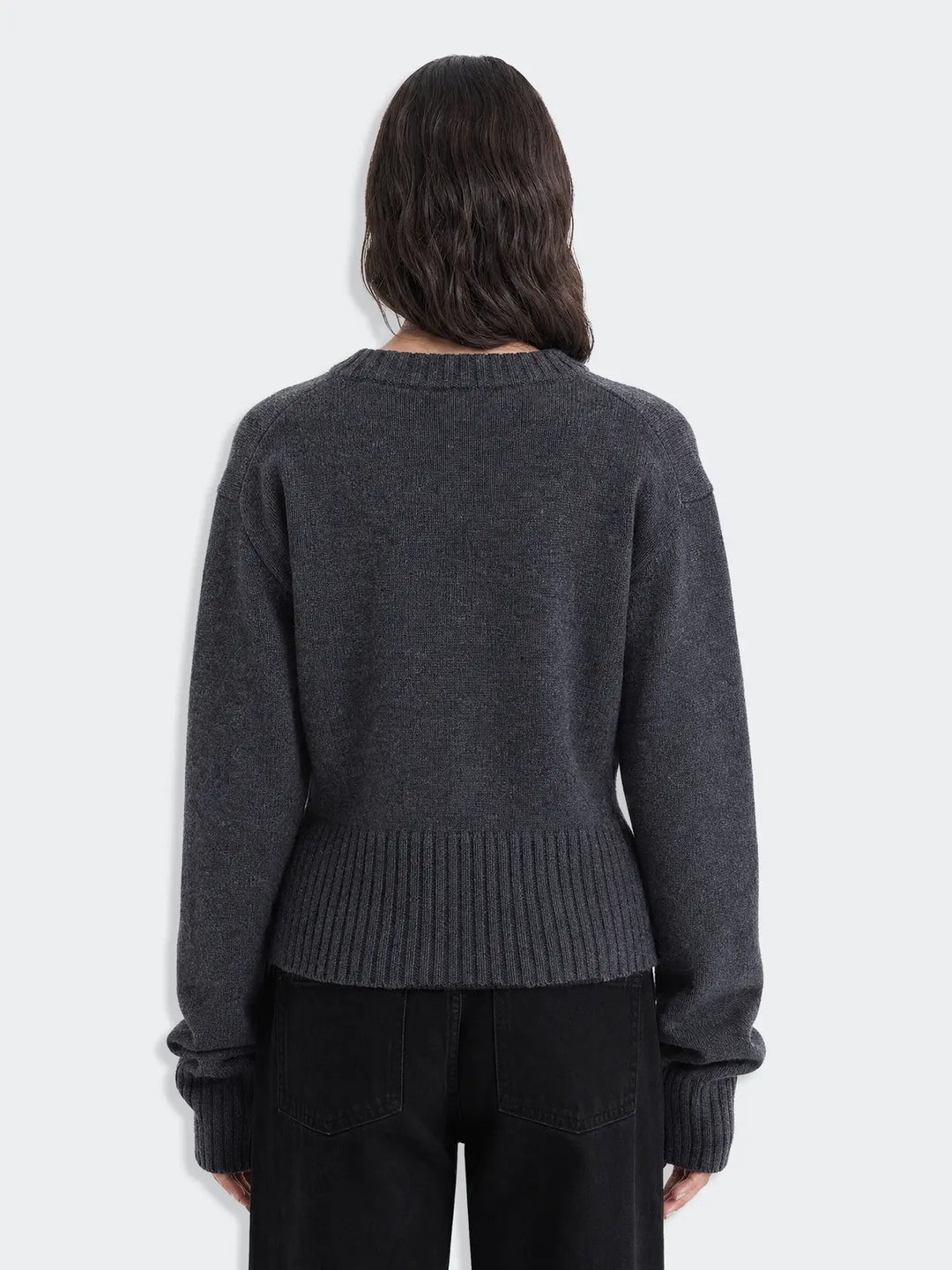 Julia Cropped Crewneck Dk. Grey