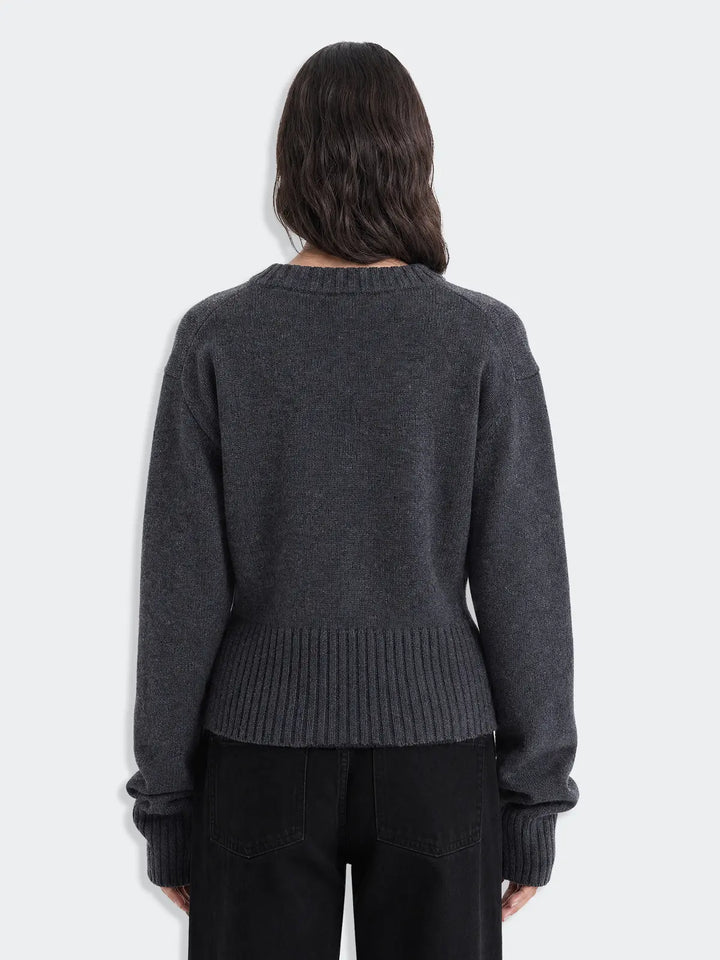 Julia Cropped Crewneck Dk. Grey