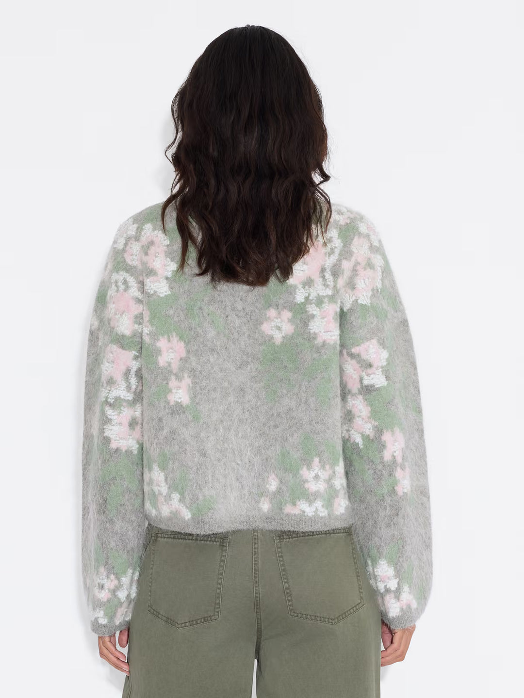 Tine Floral Cardigan Grey Mix