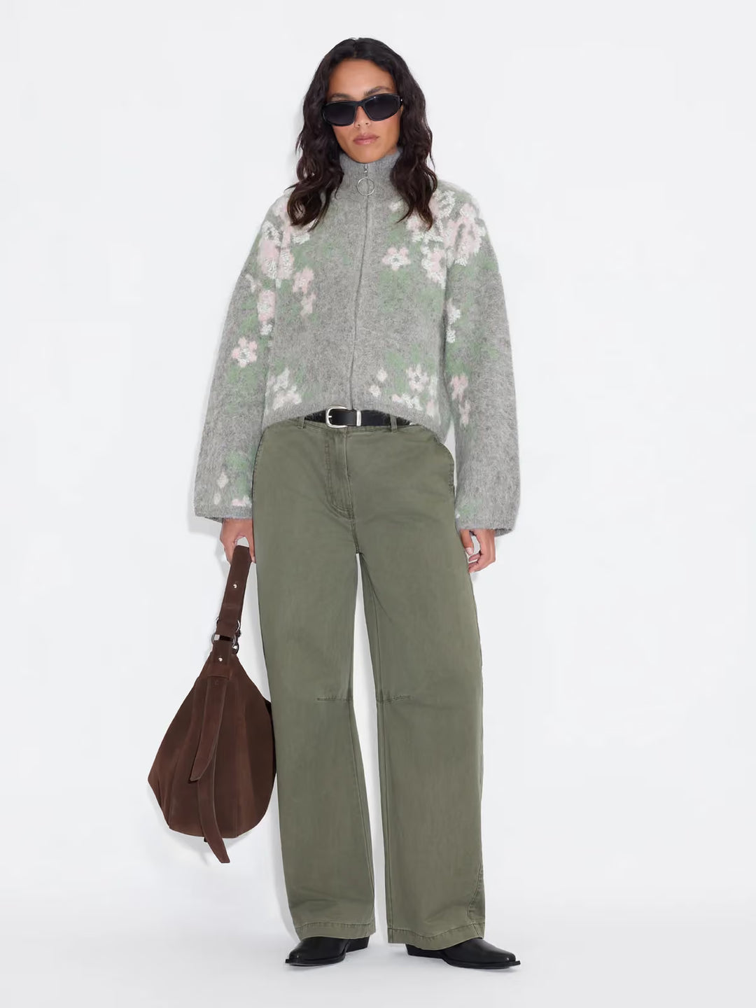Tine Floral Cardigan Grey Mix
