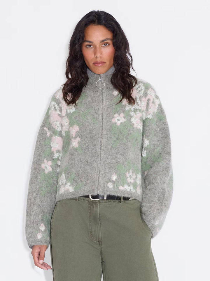 Tine Floral Cardigan Grey Mix