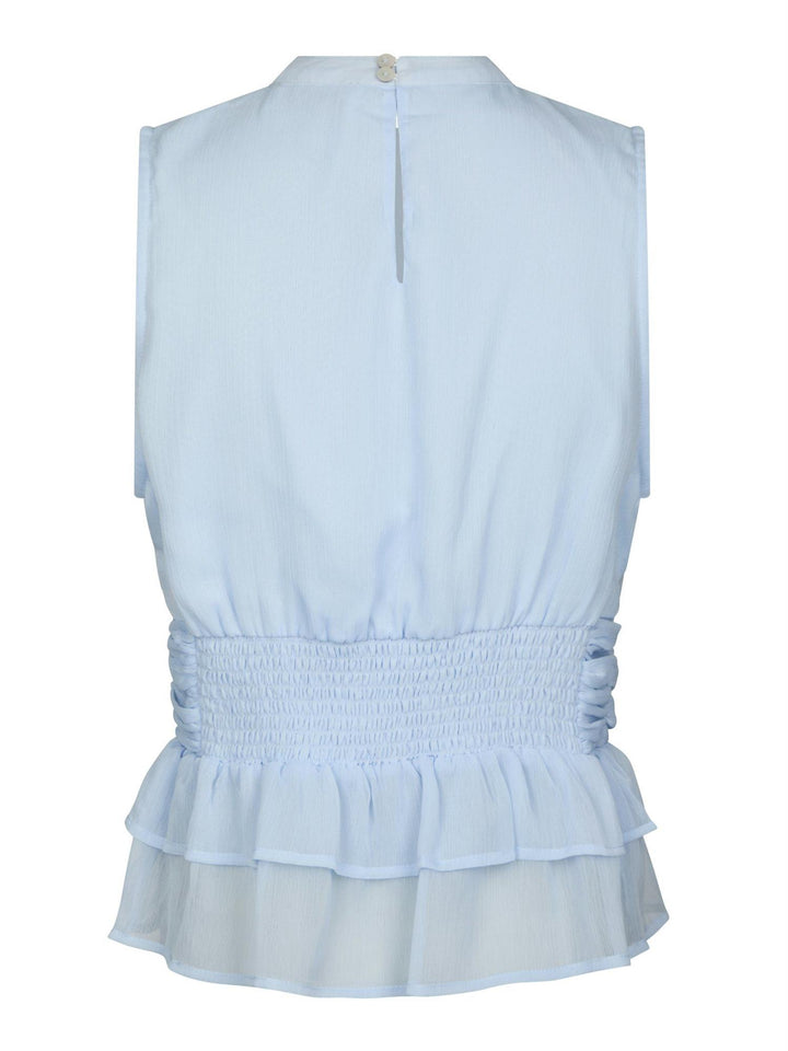 Ansol Solid Chiffon Top Light Blue