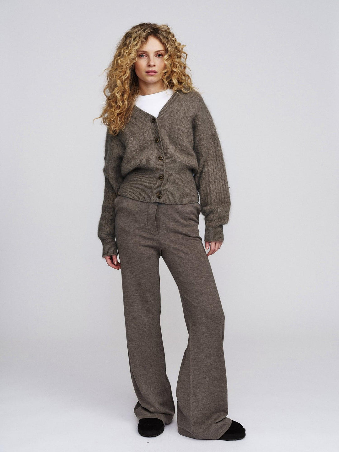 Jenna Brushed Cardigan Light Brown