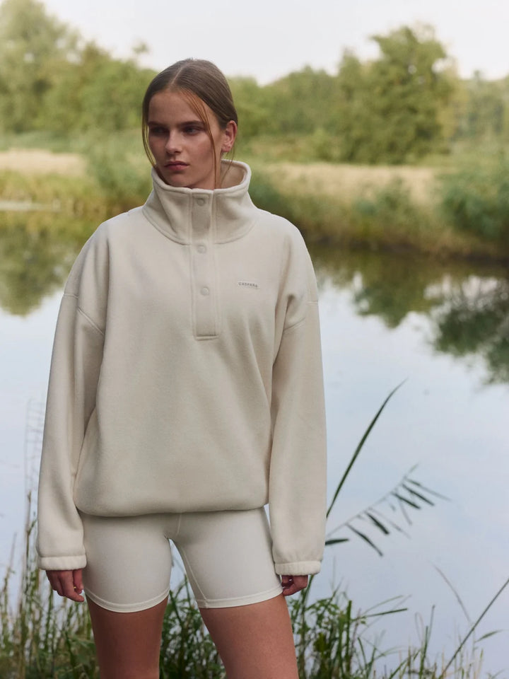 Polar Fleece Half- Snap Pullover Creme