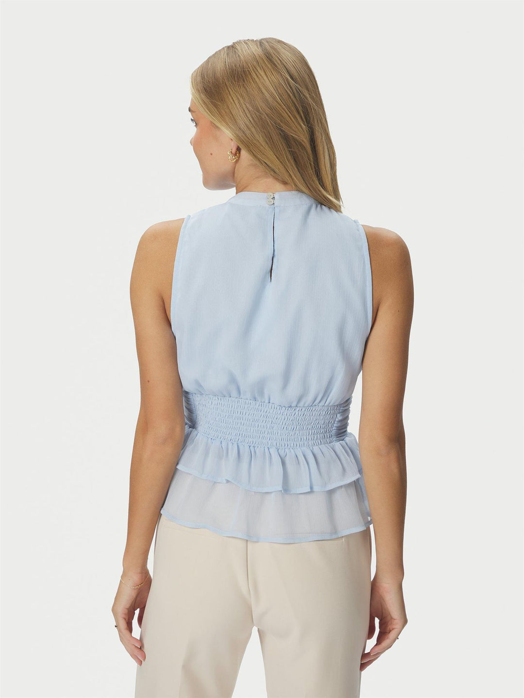 Ansol Solid Chiffon Top Light Blue