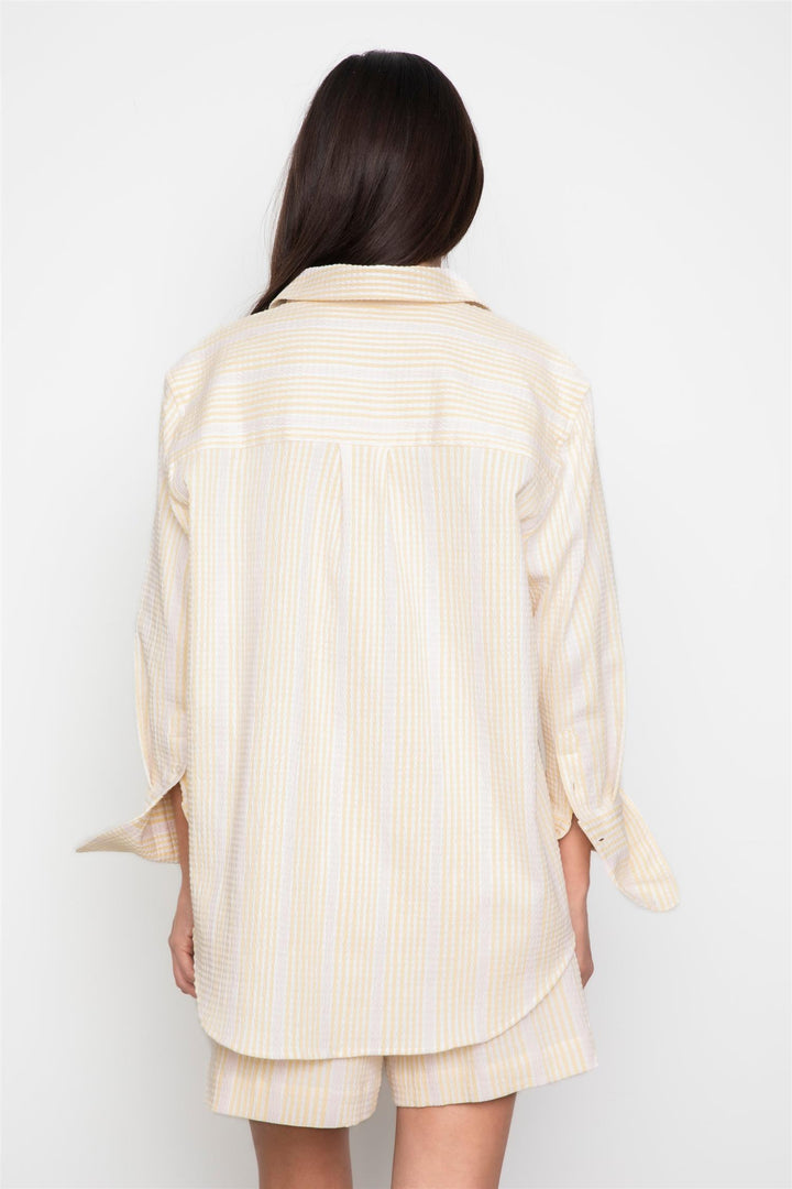 Bibi Crepe Shirt Light Yellow Stripe
