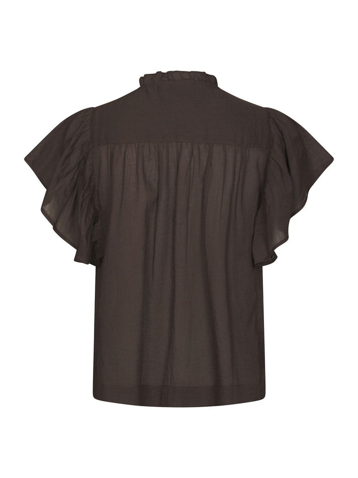 Vinsa S Voile Top Dark Brown