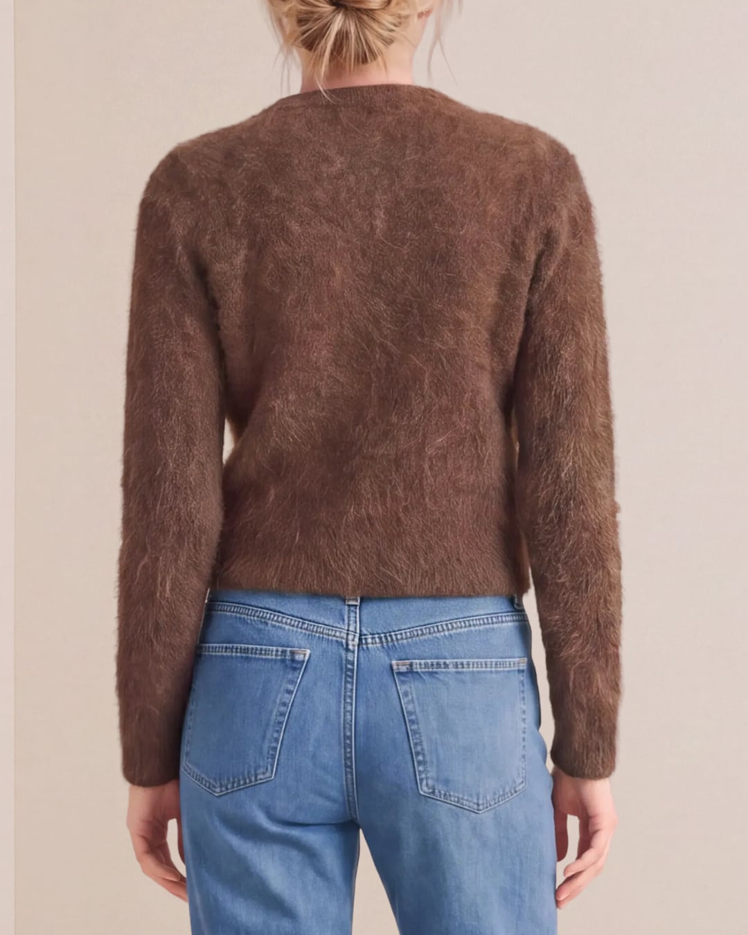 Hairy Knit Jacket Brown