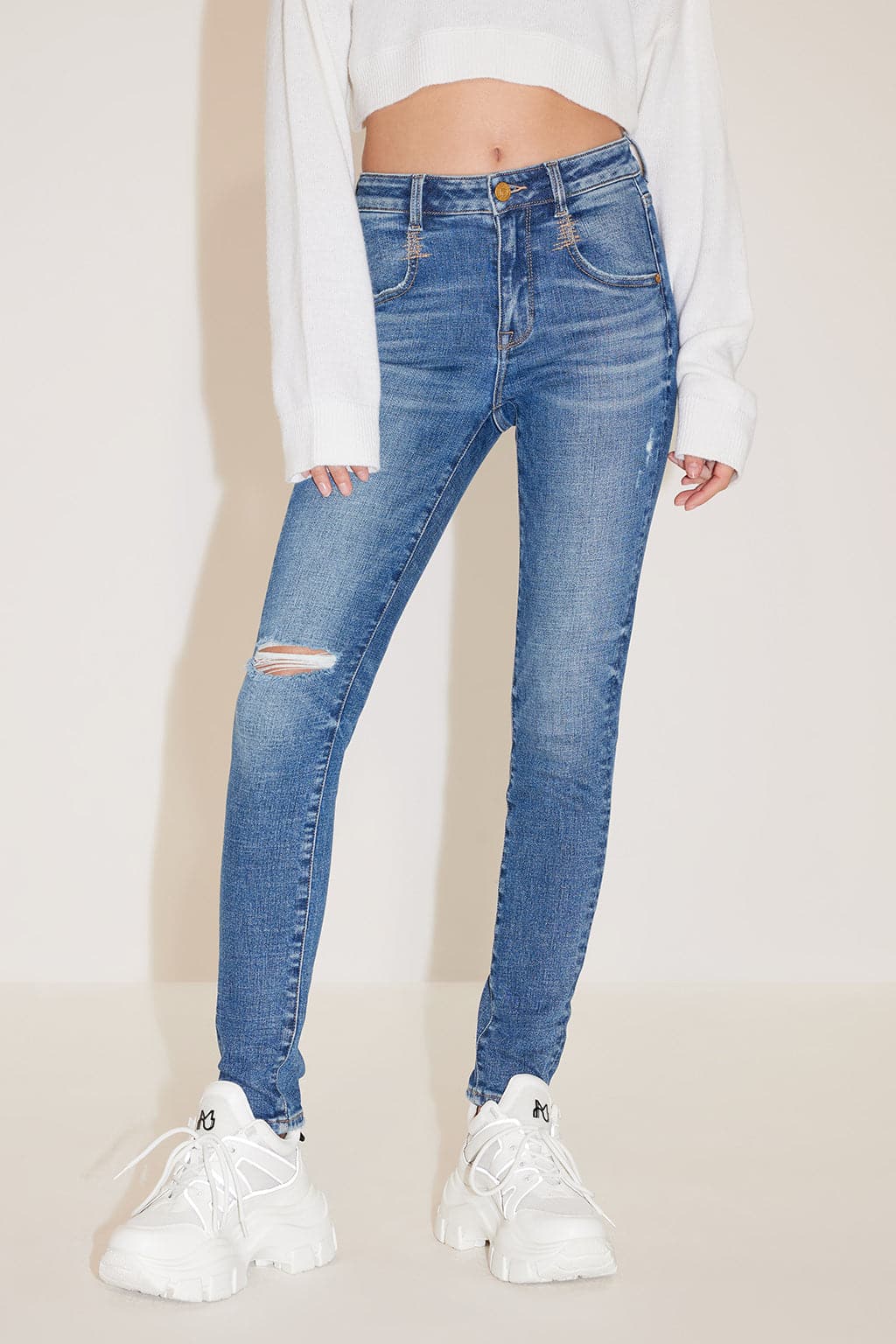 JJ2950 Slim Fitted Ripped Jeans Dark Blue