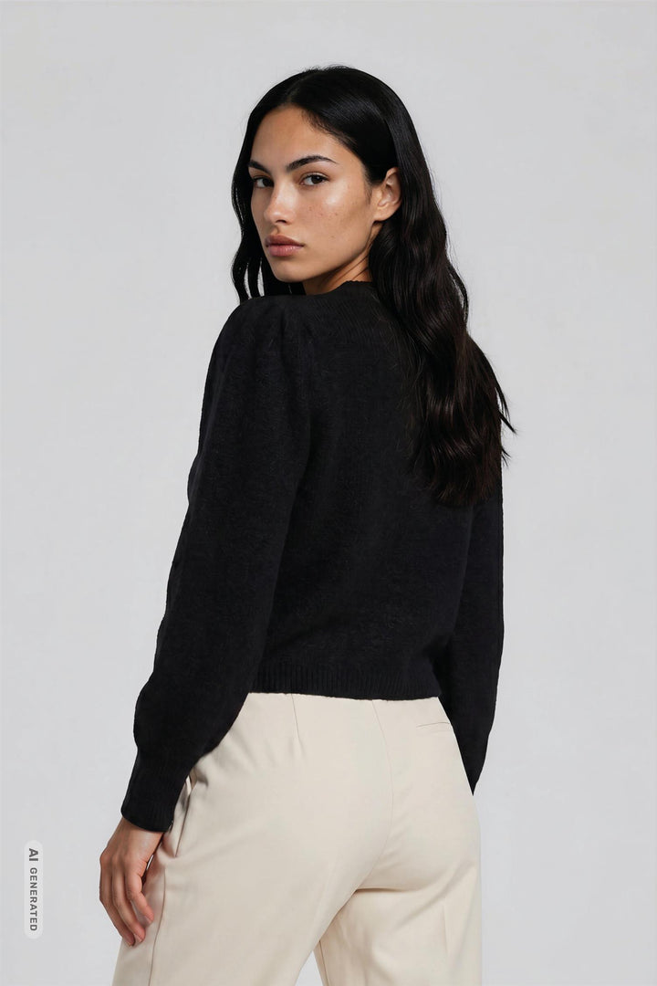 Syringa Brushed Krista Knit Cardigan Black