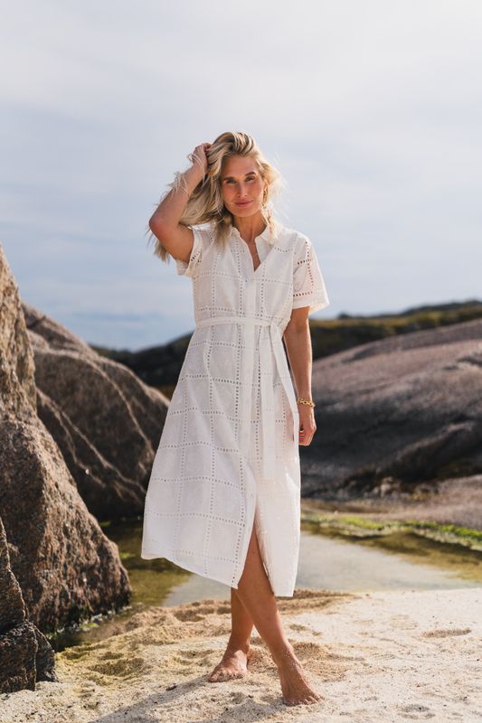 Lea 2/4 Shirt Dress Egret