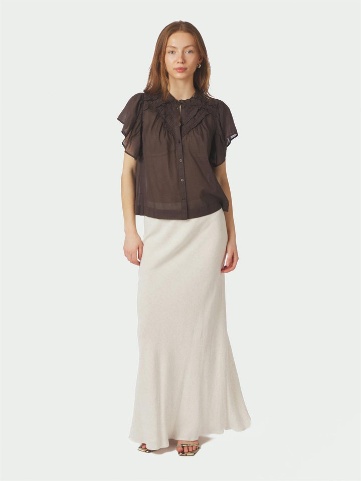 Vinsa S Voile Top Dark Brown