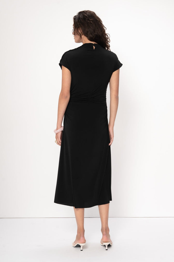 Talia Draped Front Midi Dress Black