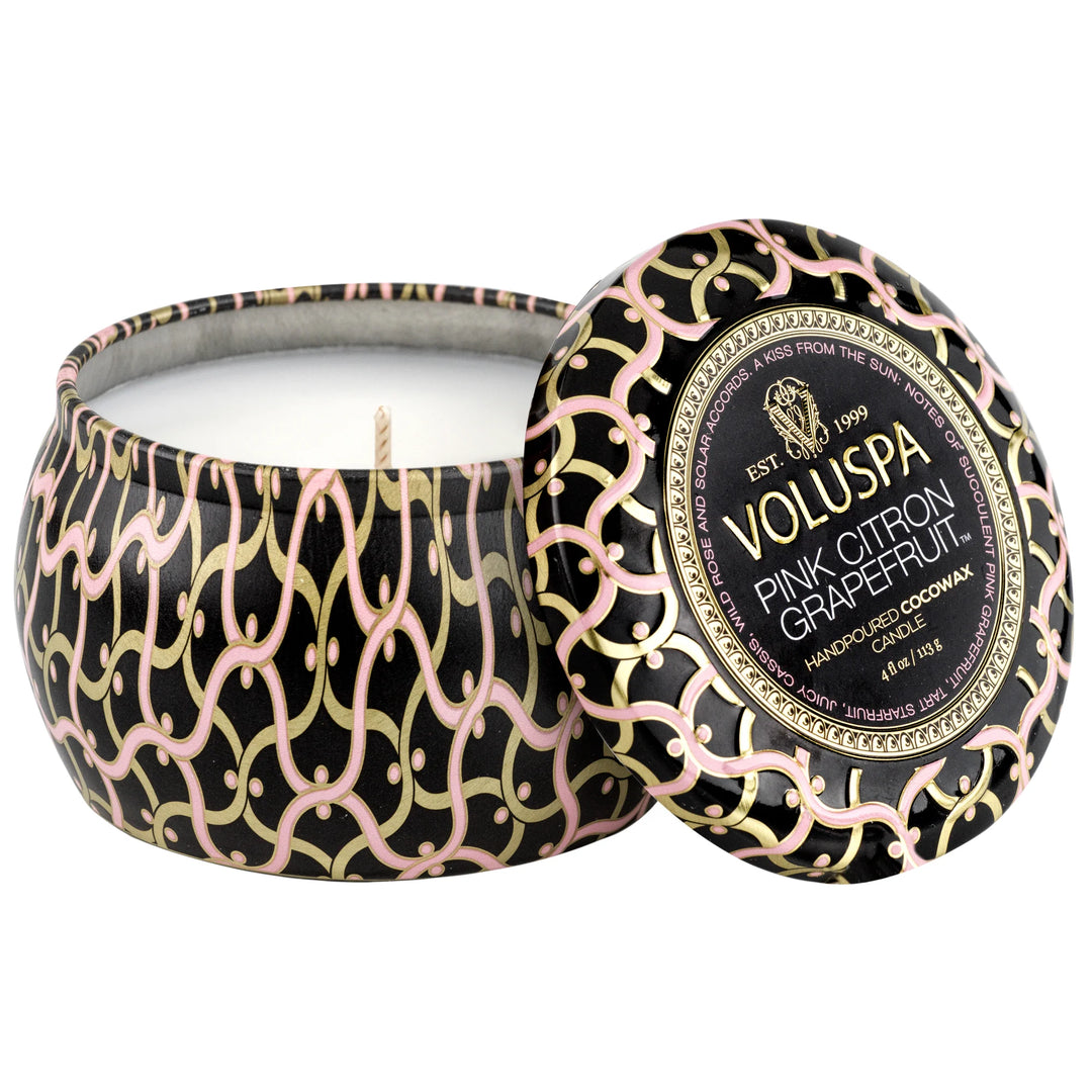 Mini Tin Candle 25t Pink Citron Grapefruit