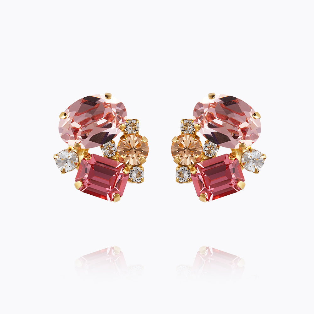 Mini Carolina Earrings Gold Pink Combo