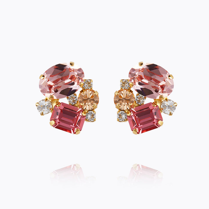Mini Carolina Earrings Gold Pink Combo