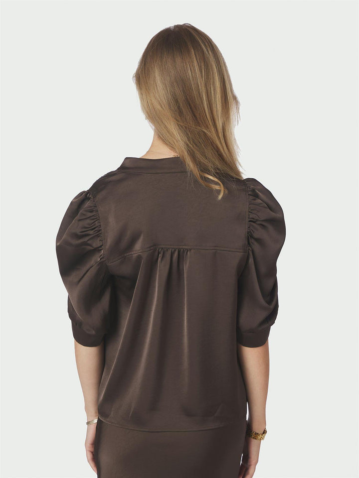 Roella Heavy Sateen Blouse Dark Brown