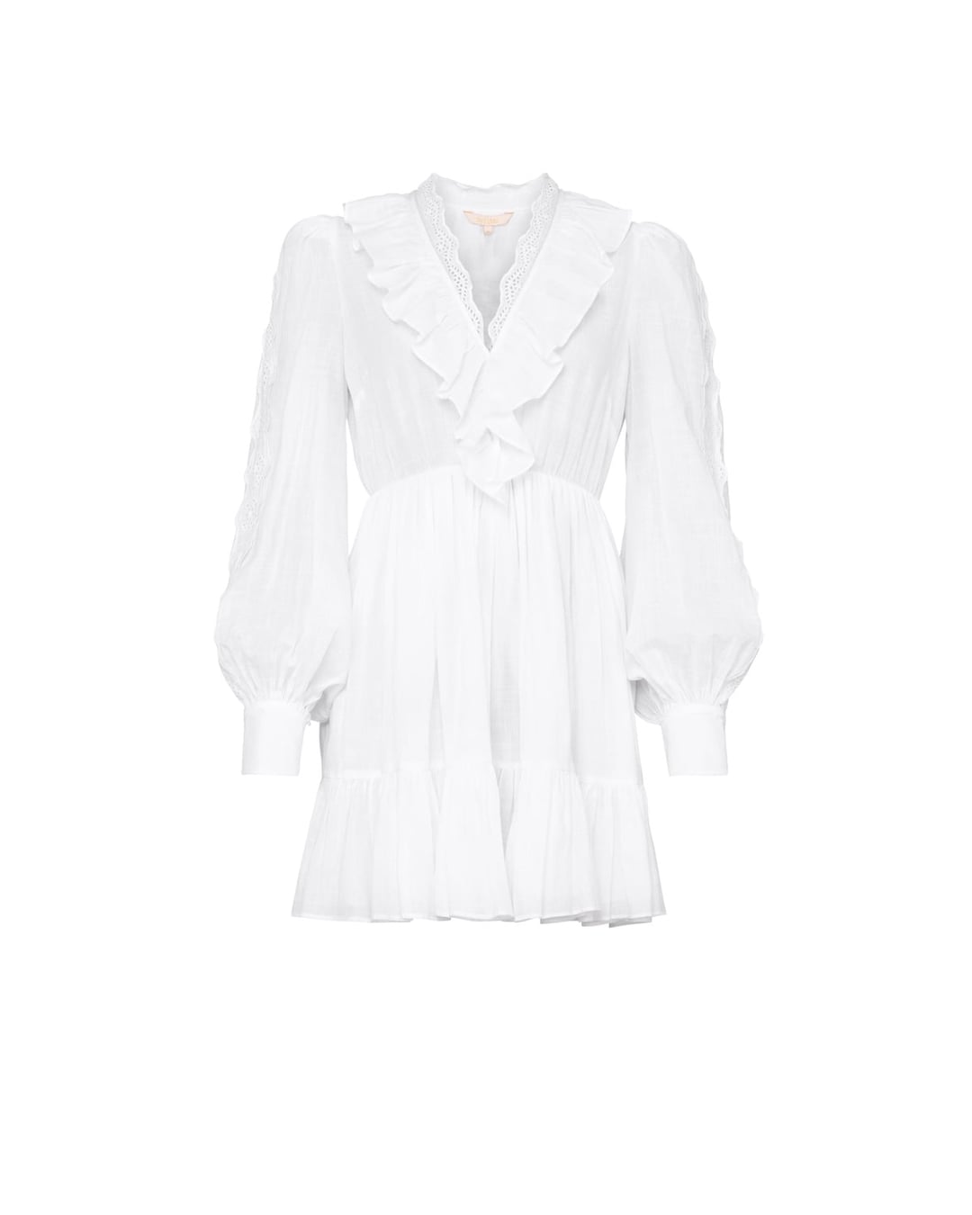 Cotton Slub V-Neck Dress White