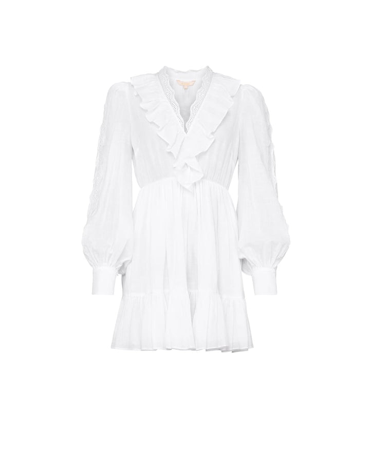 Cotton Slub V-Neck Dress White