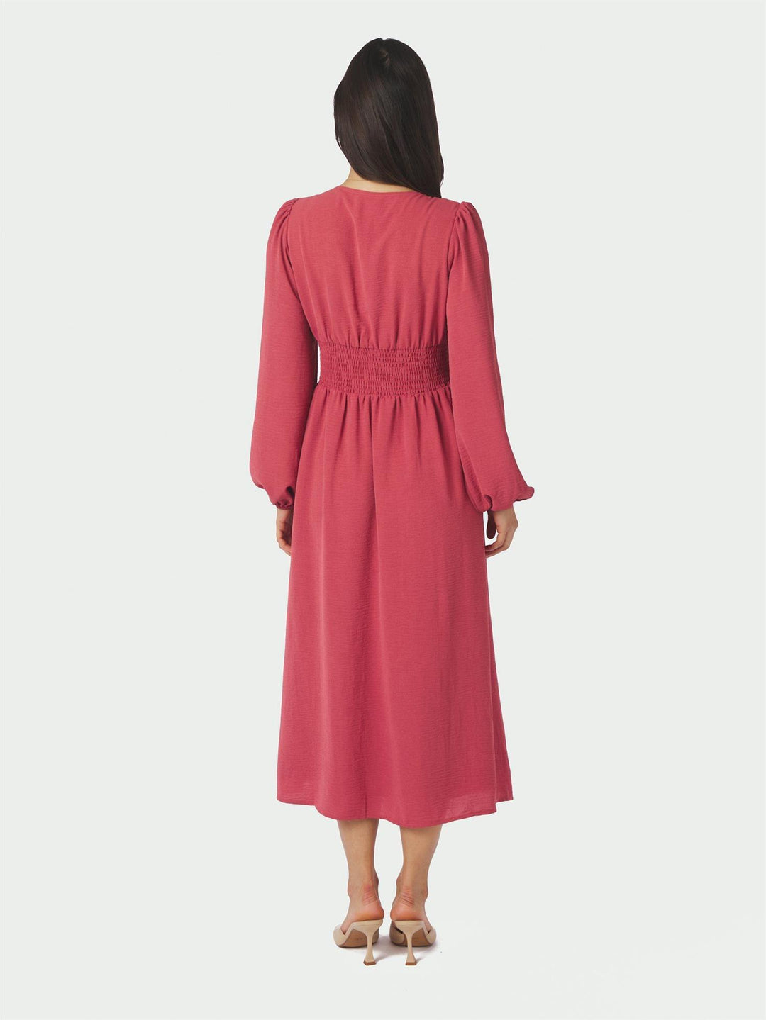 Annelie Solid Crepe Dress Cherry Pink