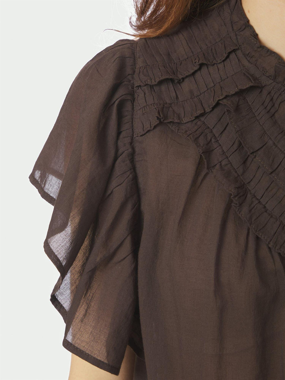 Vinsa S Voile Top Dark Brown