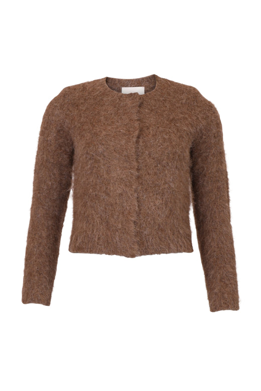 Hairy Knit Jacket Brown