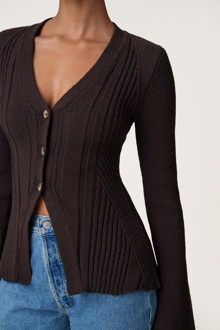 Lugo Cardigan Dark Brown