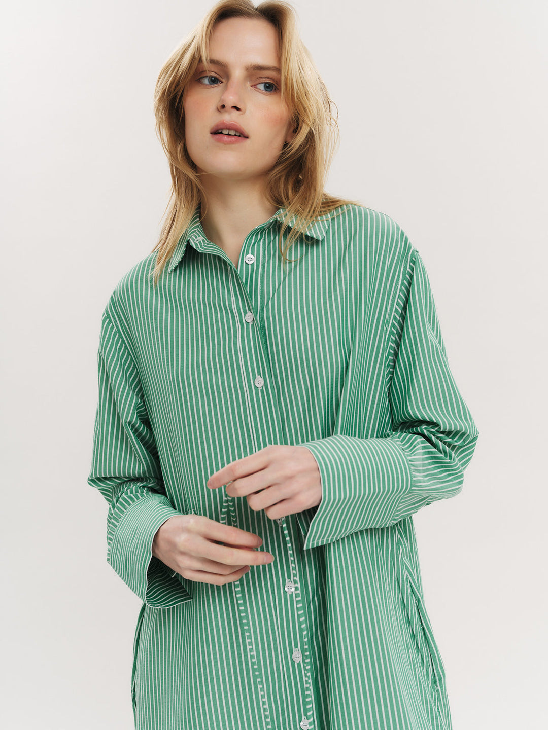 Sally Midi Dress Vinyard Green Stripe
