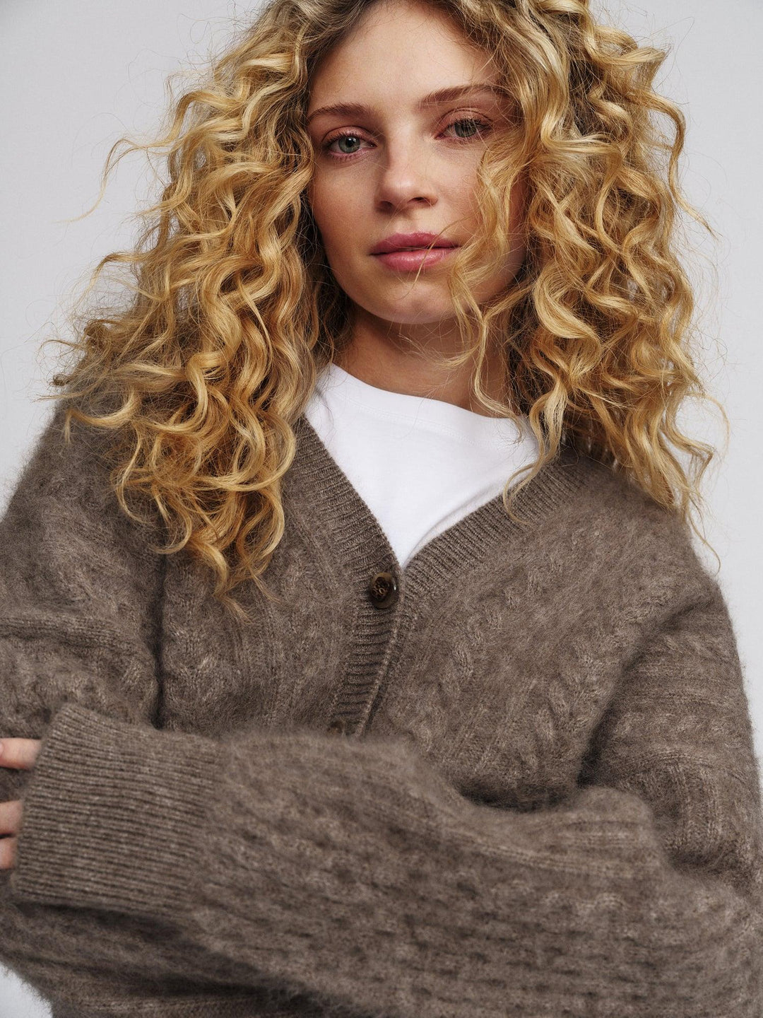 Jenna Brushed Cardigan Light Brown