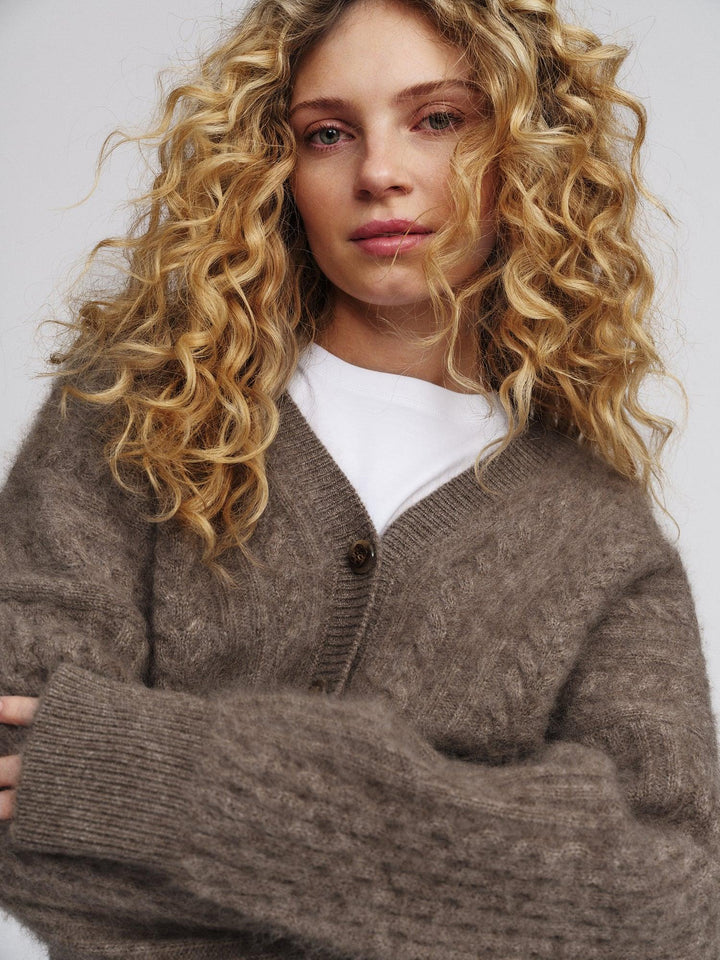 Jenna Brushed Cardigan Light Brown