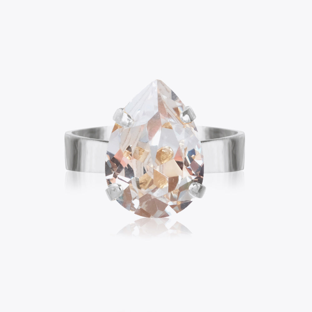 Mini Drop Ring Rhodium Crystal