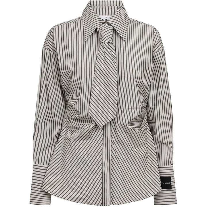 Gemma Tie Stripe Shirt Beige