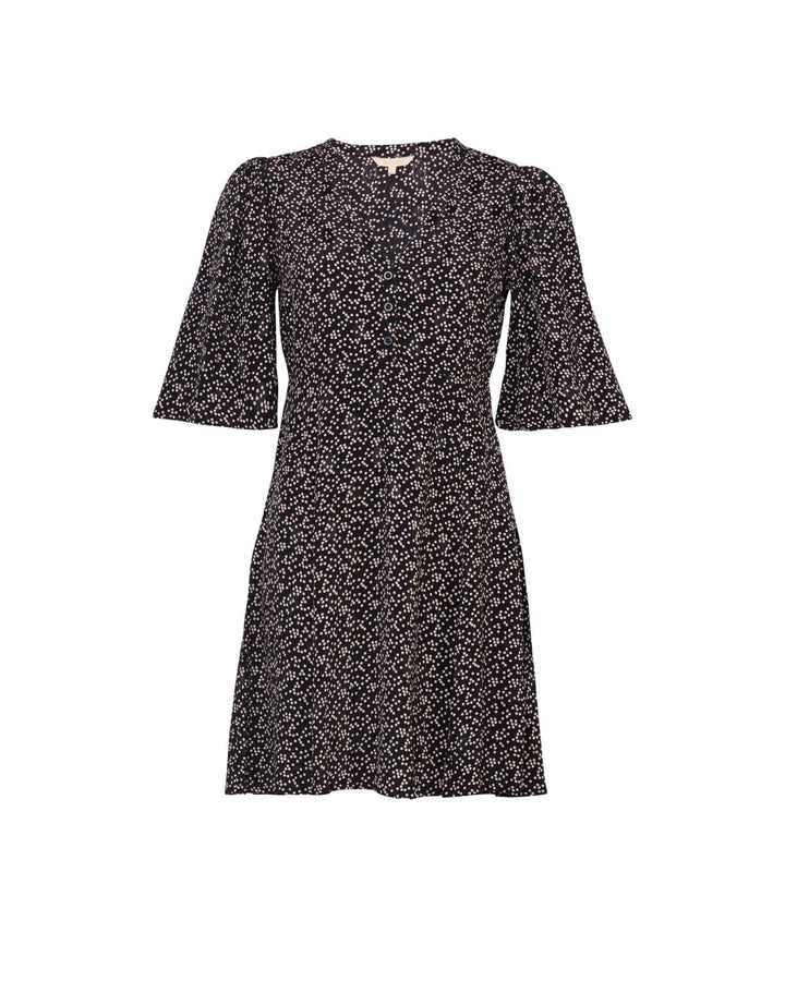 Spring V-Neck Dress Black Dots