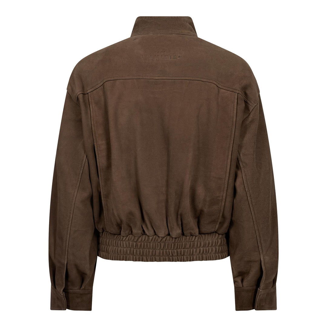 Suede Gather Crop Jacket Walnut