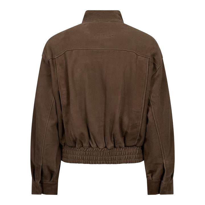 Suede Gather Crop Jacket Walnut