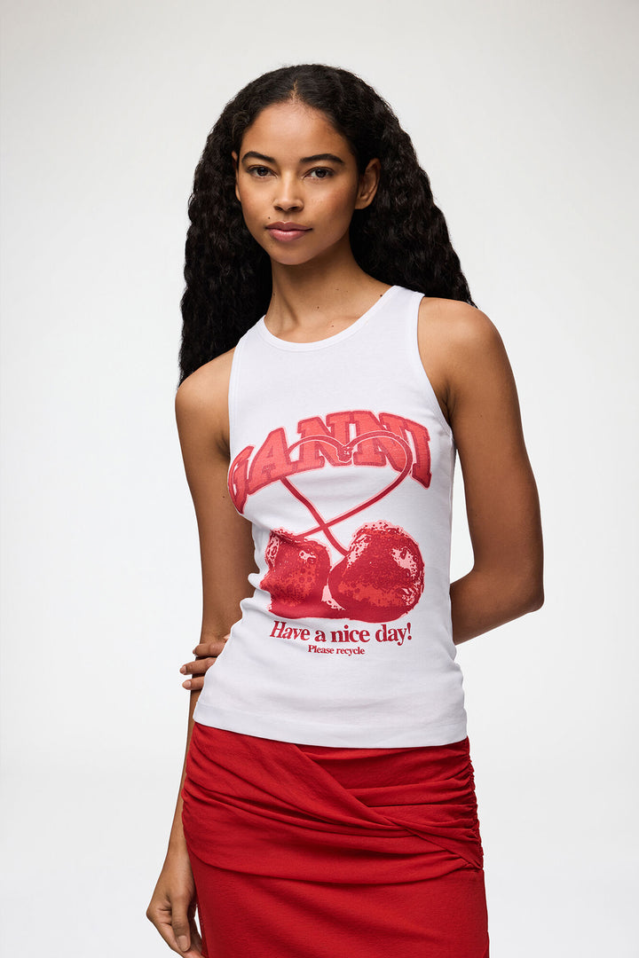 Compact rib jersey tank cherry